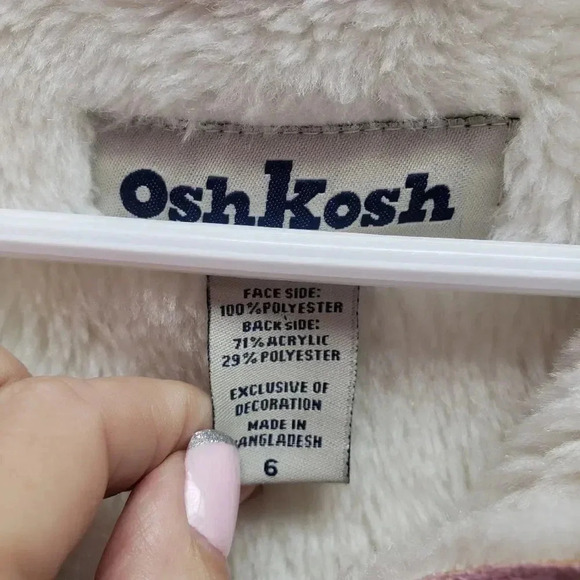 OshKosh Pink Fur Lined Embroidered Coat - Picture 3 of 5